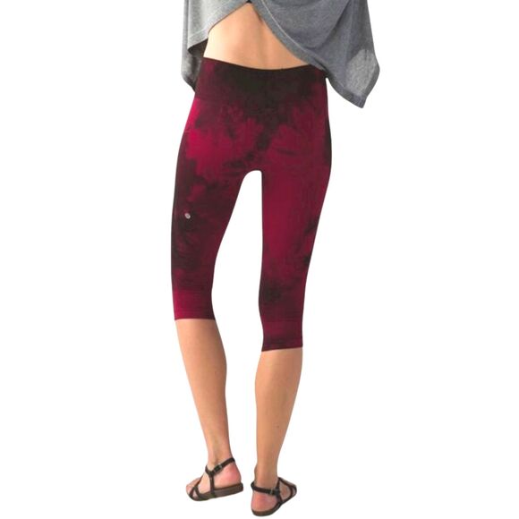 Lululemon In The Flow Crop II Size 8 Wine Berry/Bordeaux Drama Leggings Capri - Picture 5 of 11